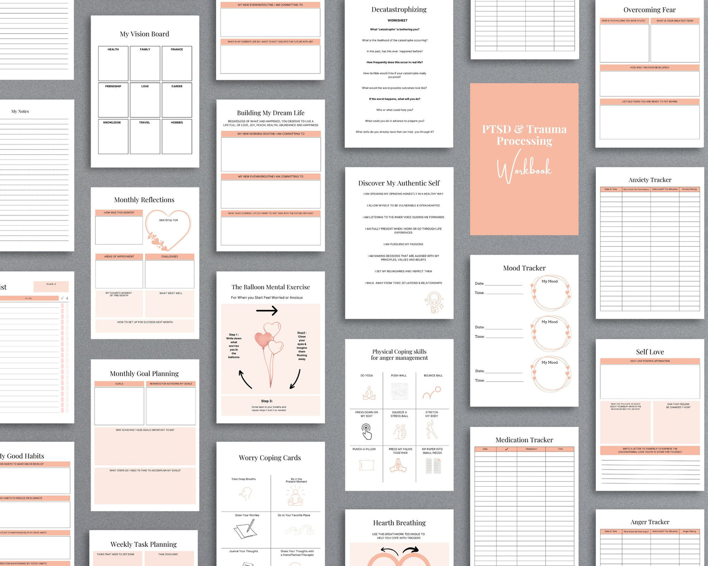 PTSD & Trauma Processing Workbook – Heal, Reflect & Overcome Trauma | Printable PDF