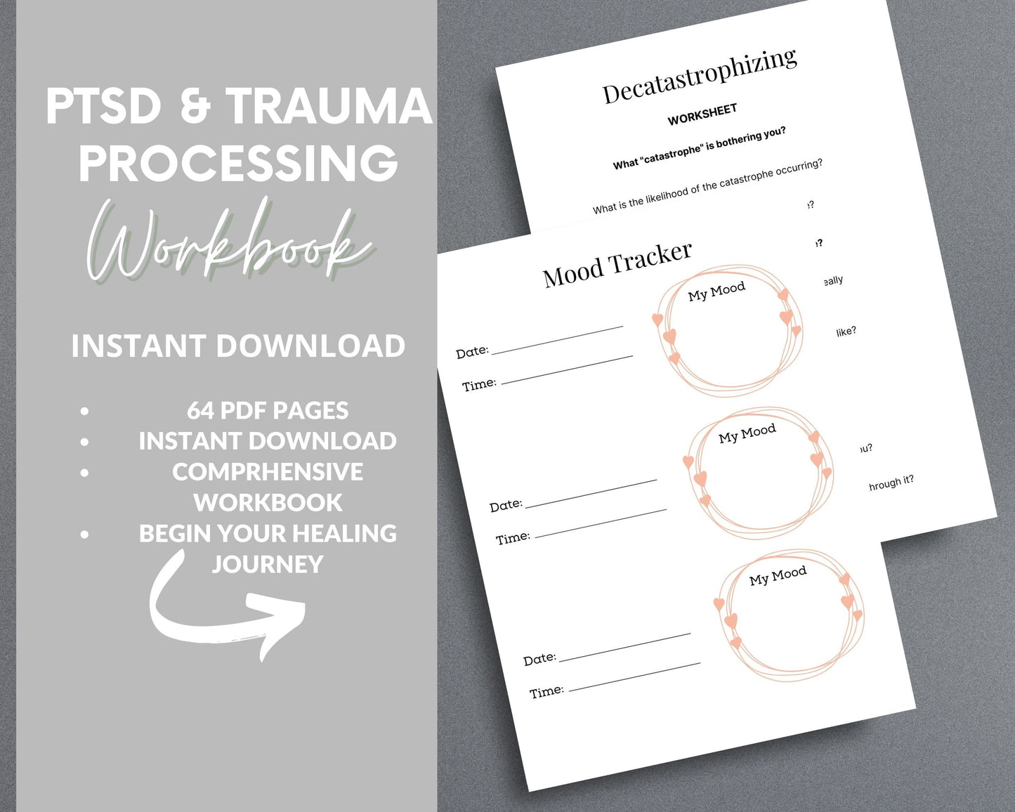 PTSD & Trauma Processing Workbook – Heal, Reflect & Overcome Trauma | Printable PDF