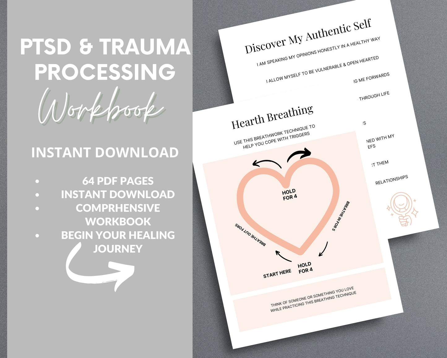 PTSD & Trauma Processing Workbook – Heal, Reflect & Overcome Trauma | Printable PDF