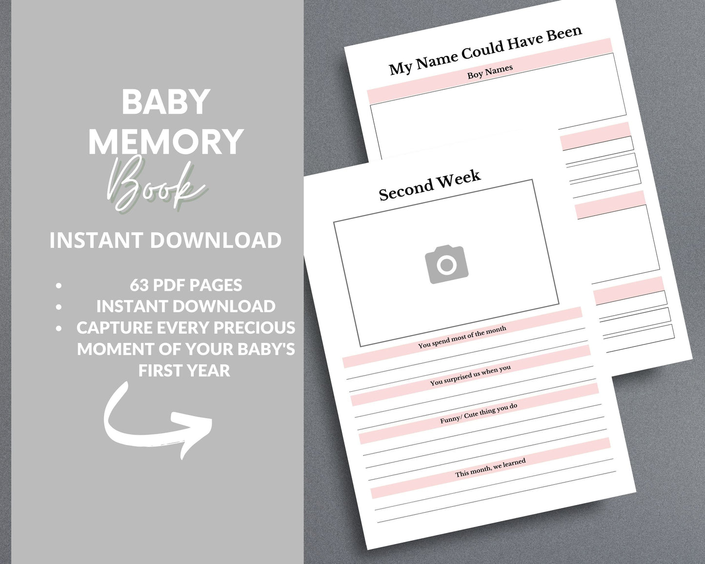 Baby Memory Book – Capture Precious First Moments & Milestones | Printable PDF