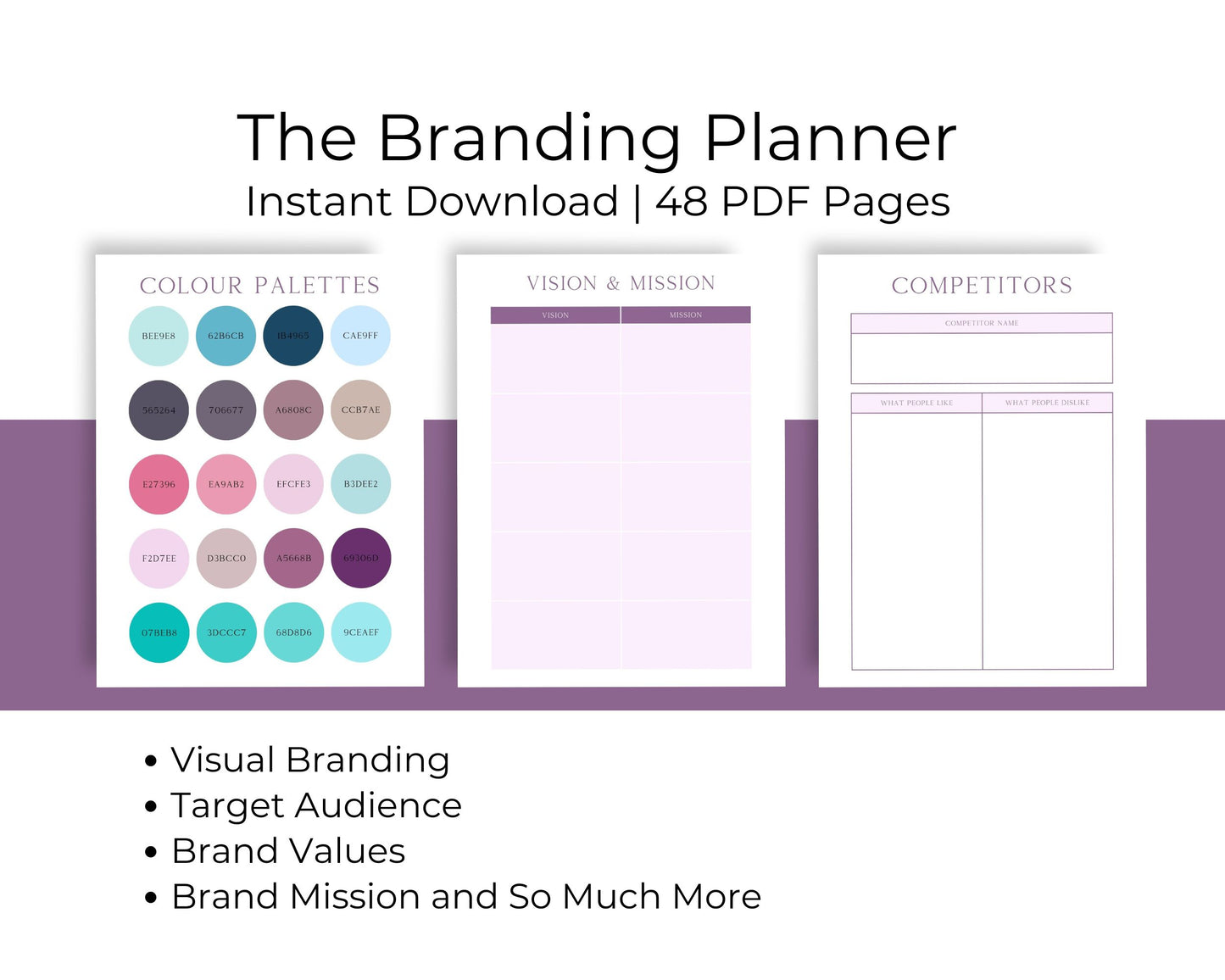Branding Planner | Business Brand Strategy Workbook | Digital PDF