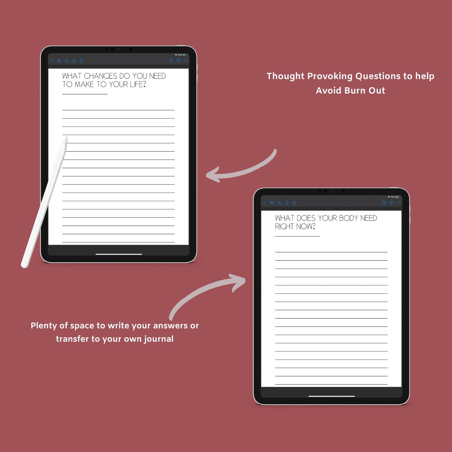Burnout Journal | Mental Wellness & Self-Care Planner | Digital PDF