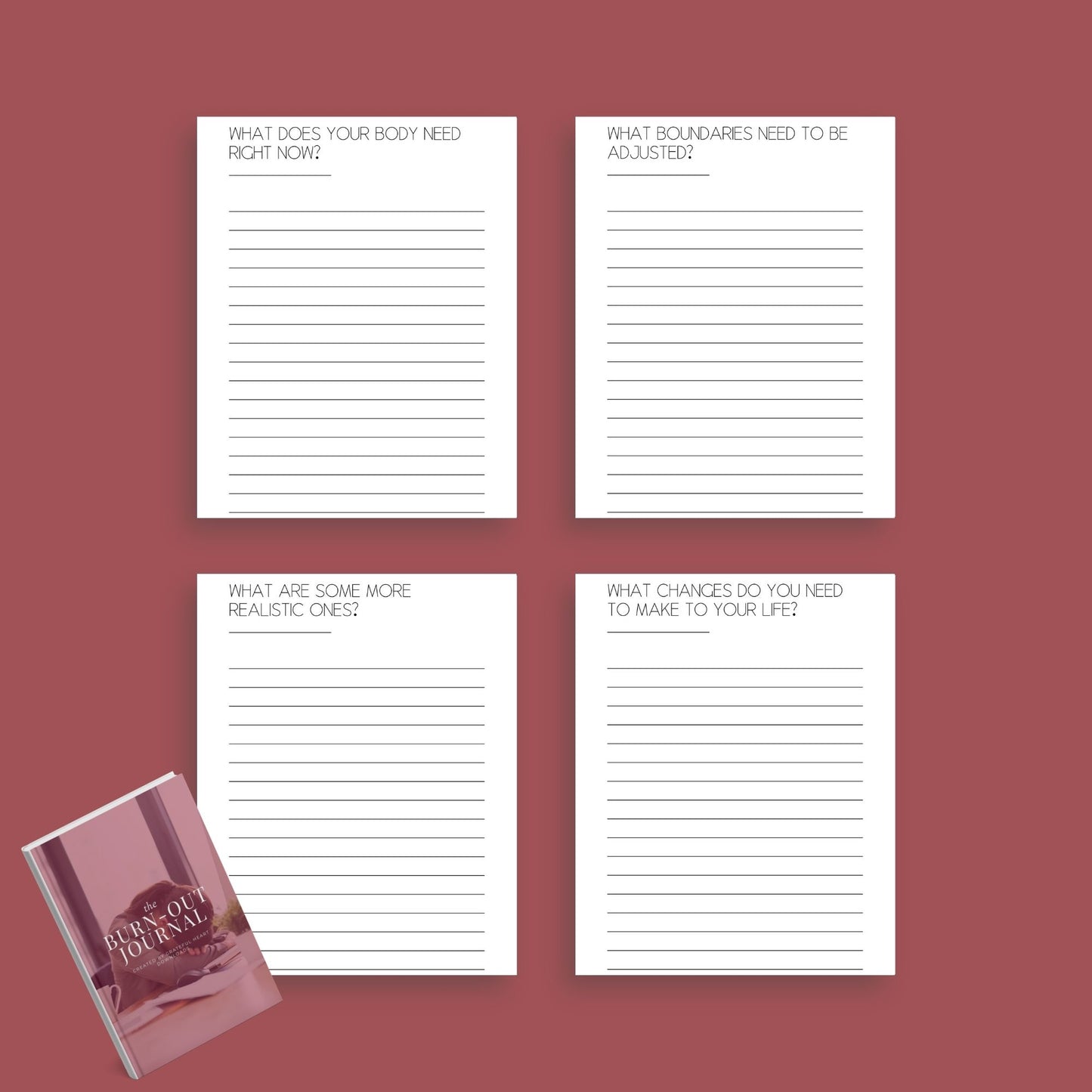Burnout Journal | Mental Wellness & Self-Care Planner | Digital PDF