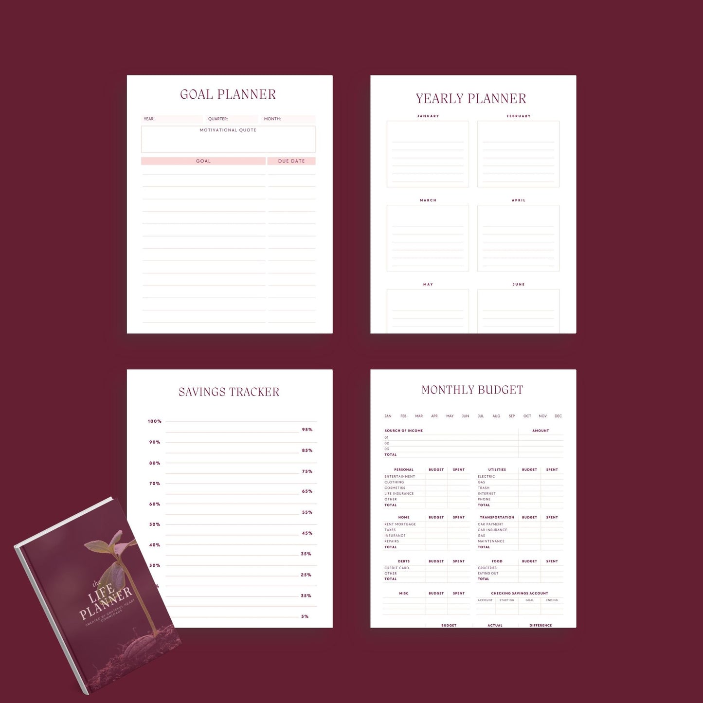 The Life Planner – Ultimate Digital Planner for Goals, Productivity, Budget & Wellness | Printable PDF