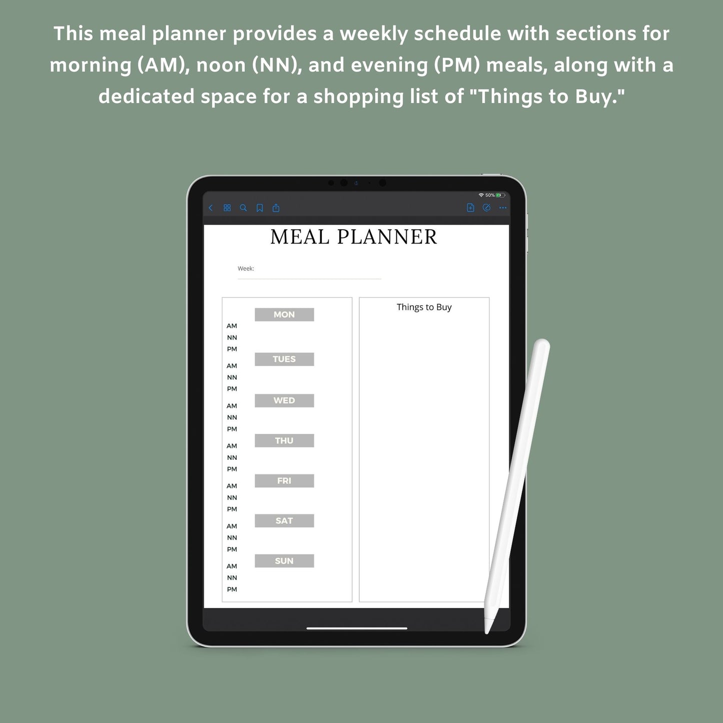 The Meal Planner – Digital Weekly & Monthly Meal Planning, Grocery List & Recipe Organizer | Printable PDF