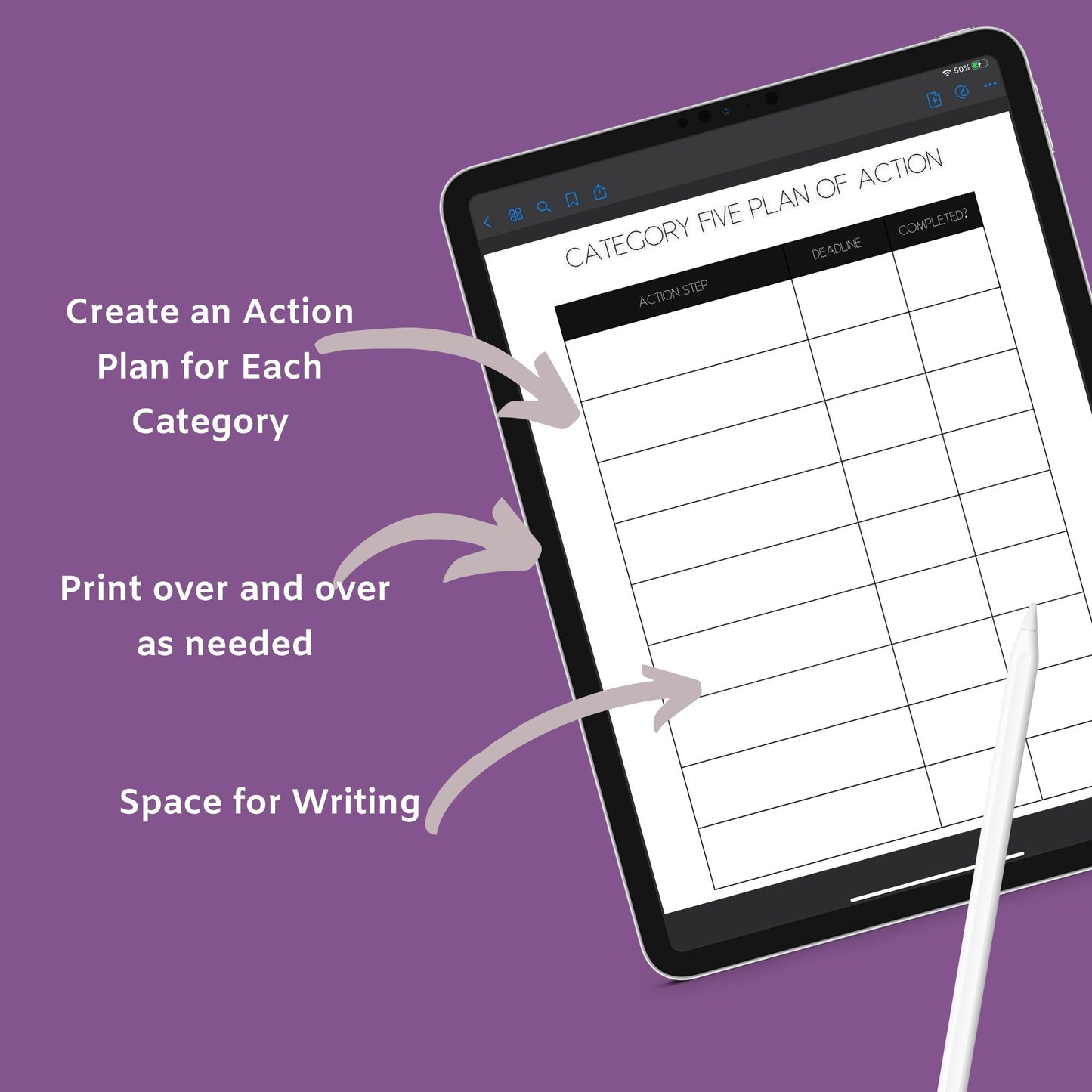 The Overwhelm Journal – Digital Printable Planner to Reduce Stress & Regain Focus | Instant Download