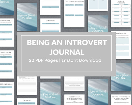 Being an Introvert Journal – Self-Discovery, Coping Skills & Self-Care | Printable PDF