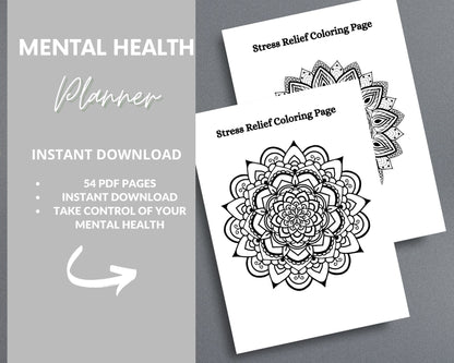 Mental Health Planner – Track Mood, Manage Anxiety & Prioritize Self-Care | Printable PDF