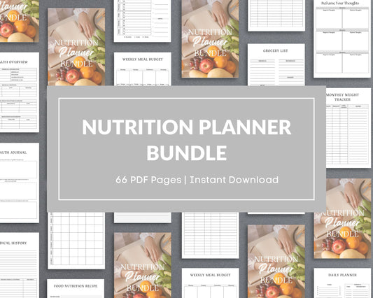 Nutrition Planner – Track Meals, Set Health Goals & Improve Wellness | Printable PDF
