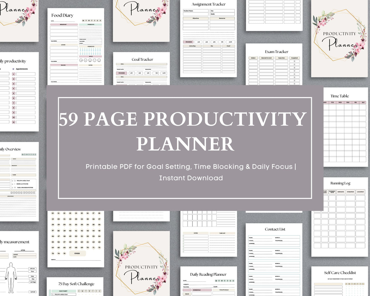 Productivity Planner – Organize Your Schedule, Set Goals & Boost Efficiency | Printable PDF