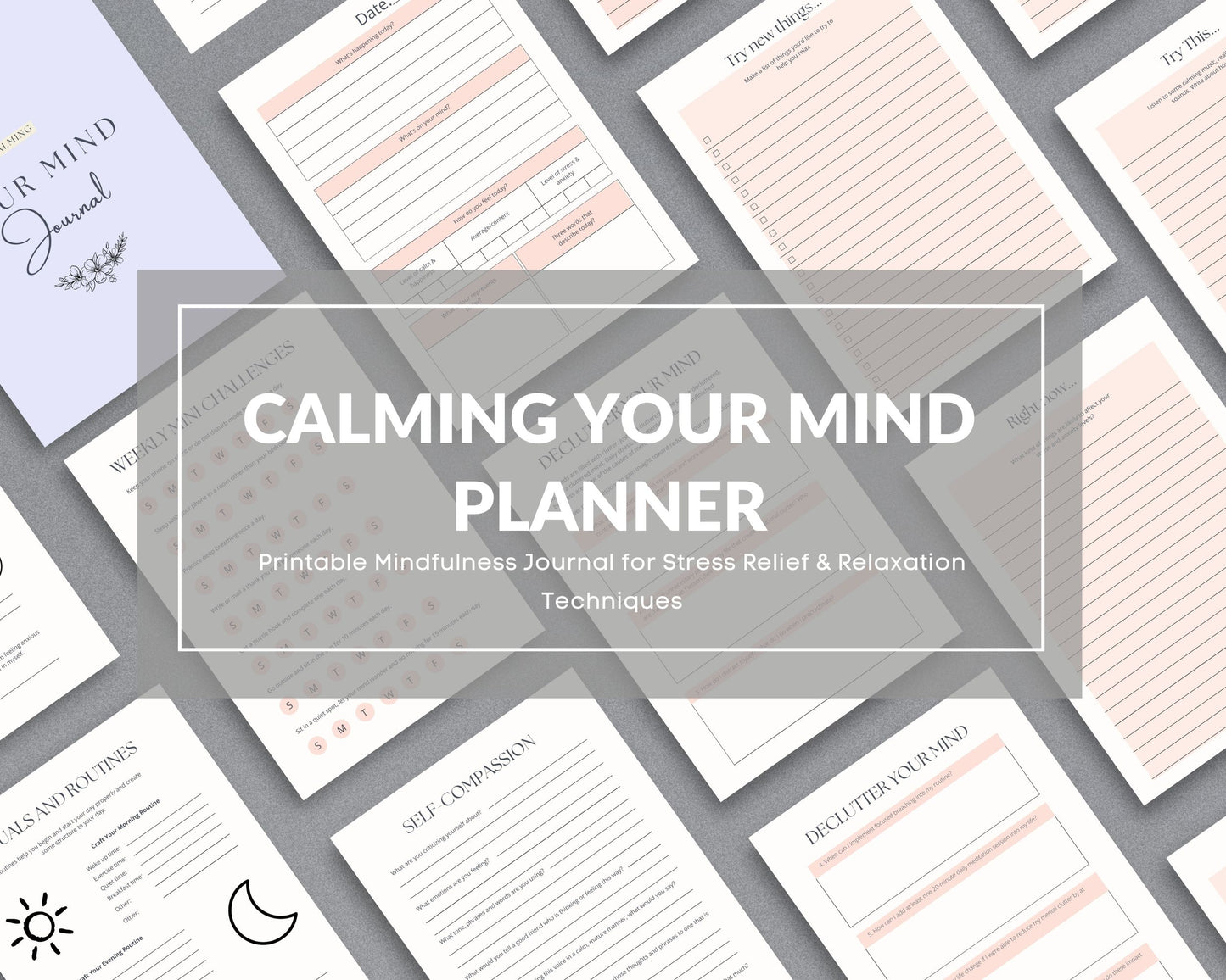 Calming Your Mind Journal – Reduce Stress, Find Inner Peace & Practice Self-Care | Printable PDF for Printing