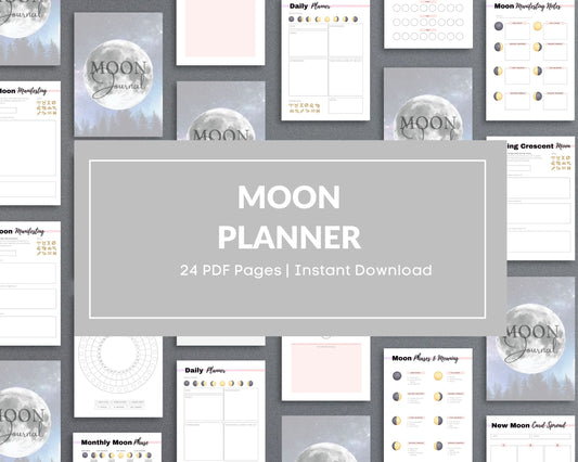Moon Journal – Track Lunar Cycles, Set Intentions & Manifest with the Moon | Printable PDF