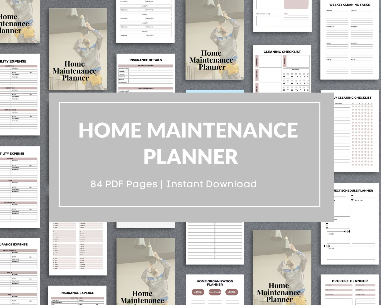 Home Maintenance Planner – Track Repairs, Expenses & Cleaning Schedules | Printable PDF