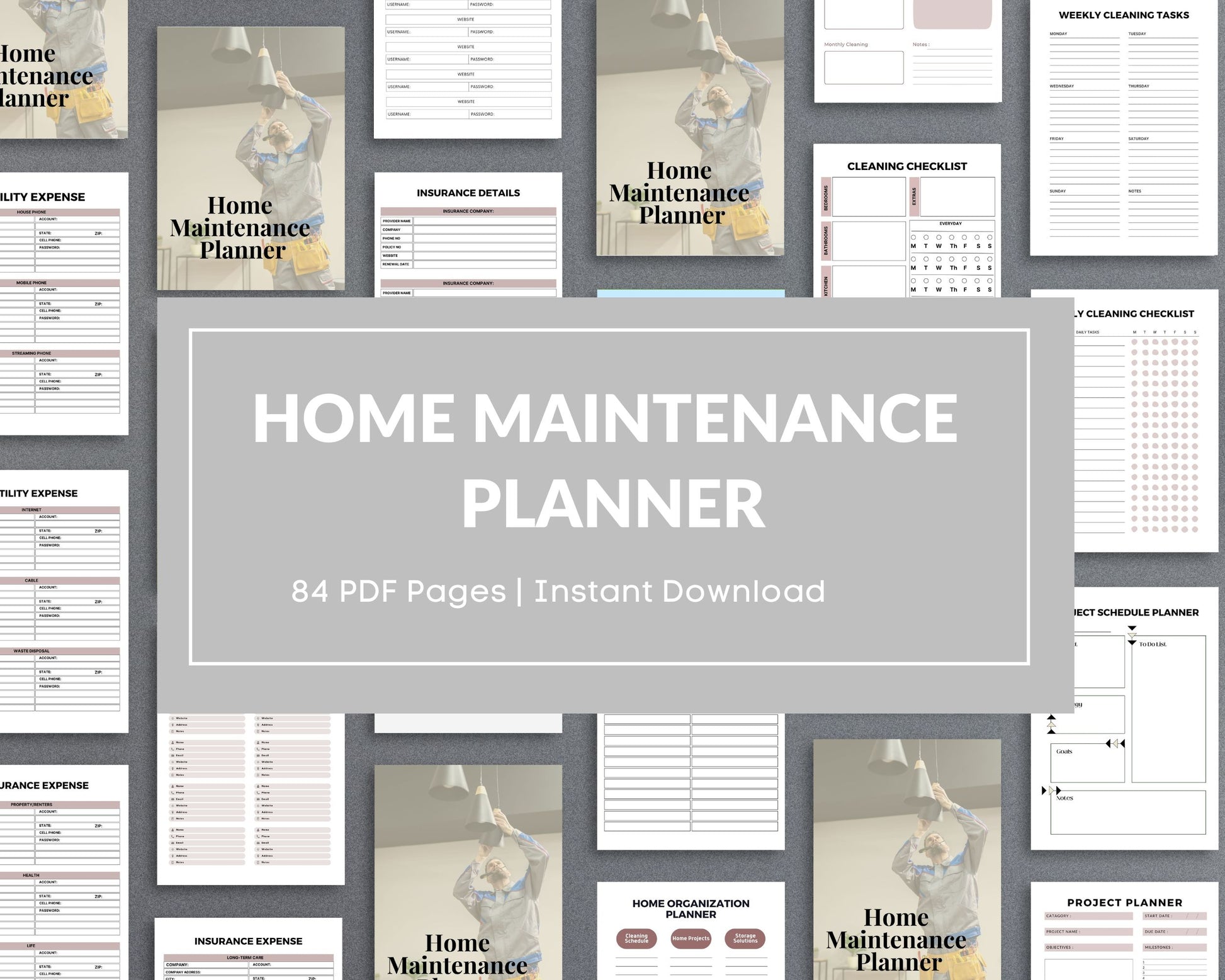 Home Maintenance Planner – Track Repairs, Expenses & Cleaning Schedules | Printable PDF