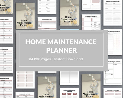 Home Maintenance Planner – Track Repairs, Expenses & Cleaning Schedules | Printable PDF