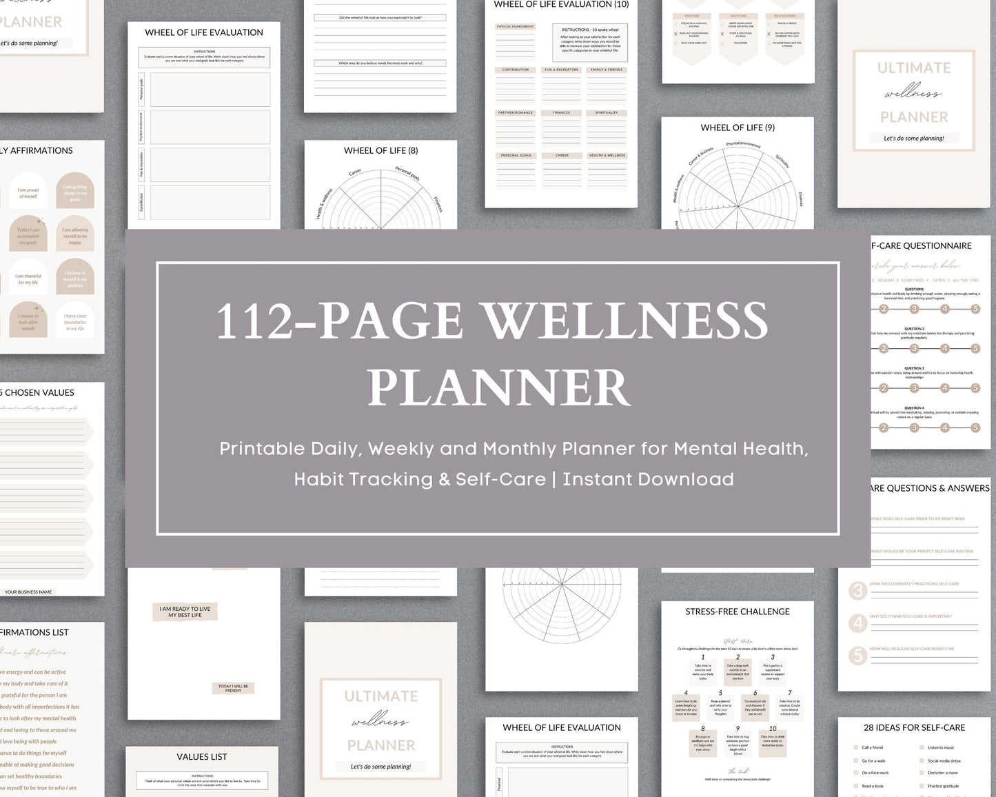Wellness Planner – Track Your Health, Self-Care & Mindfulness | Printable PDF