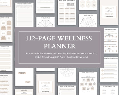 Wellness Planner – Track Your Health, Self-Care & Mindfulness | Printable PDF