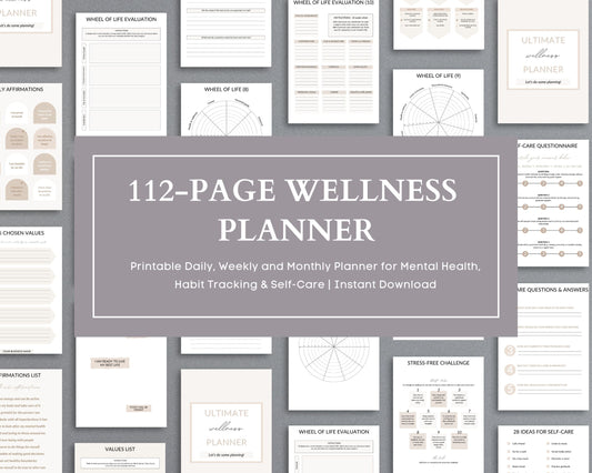 Wellness Planner – Track Your Health, Self-Care & Mindfulness | Printable PDF