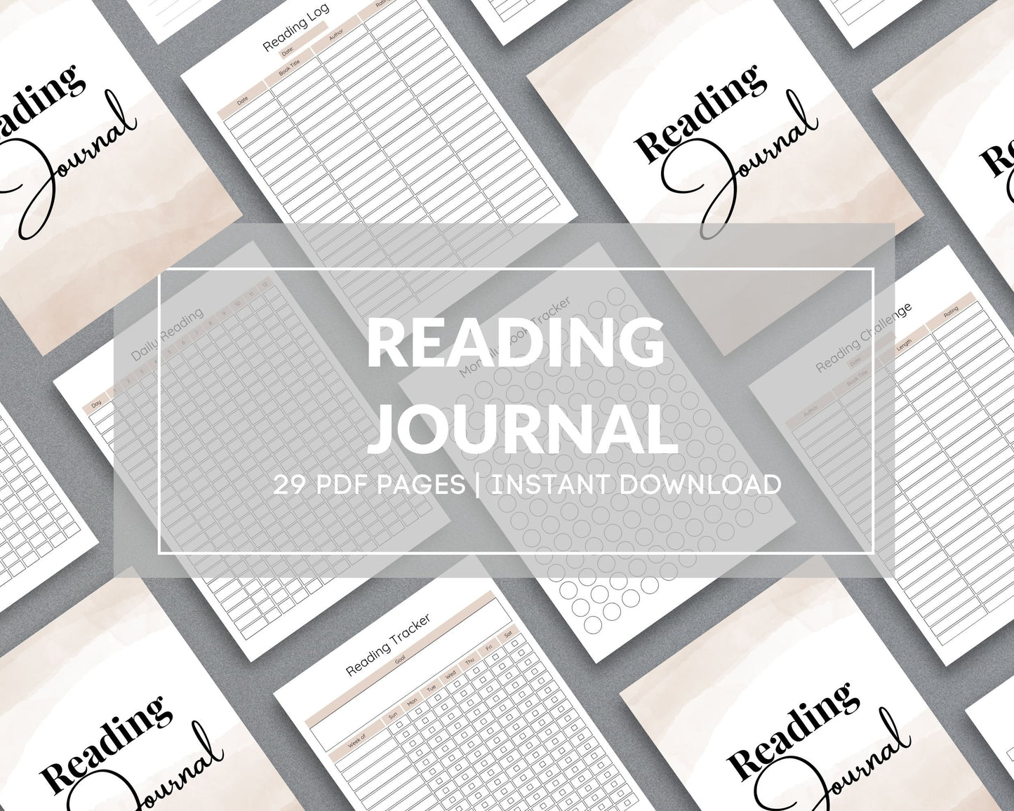 Reading Journal – Track Books, Reviews & Reading Challenges | Printable PDF for Printing