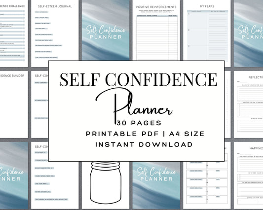 Self-Confidence Planner – Build Self-Esteem, Overcome Doubt & Boost Positivity | Printable PDF 