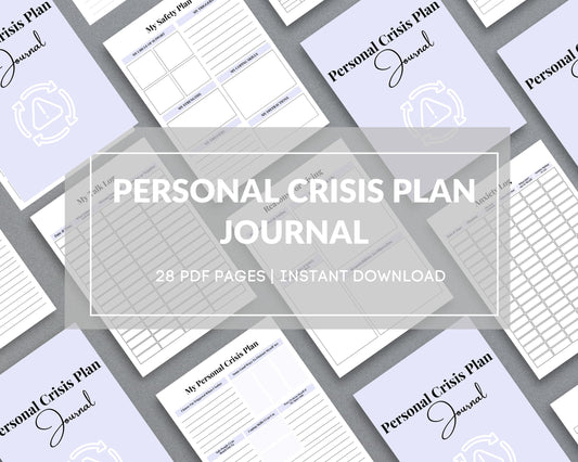 Personal Crisis Plan Journal – Mental Health Safety Plan & Coping Strategies | Printable PDF