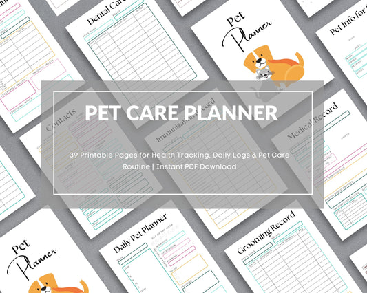 Pet Planner – Track Health, Training & Care Routines for Your Pet | Printable PDF