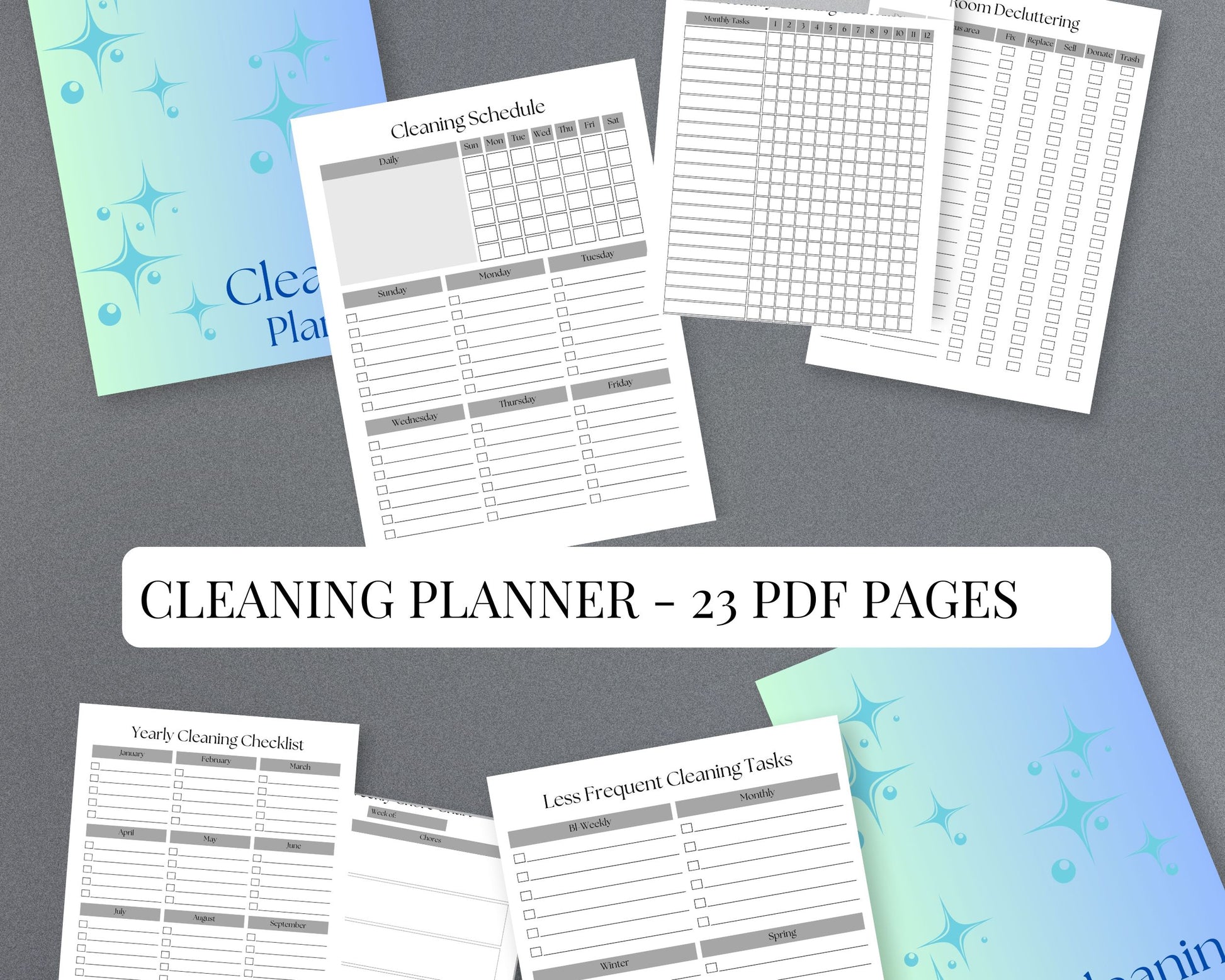 Cleaning Planner – Organize Daily, Weekly & Monthly Household Tasks | Printable PDF 