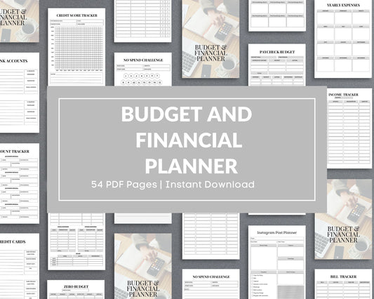 Budget & Financial Planner – Track Expenses, Save Money & Manage Finances | Printable PDF