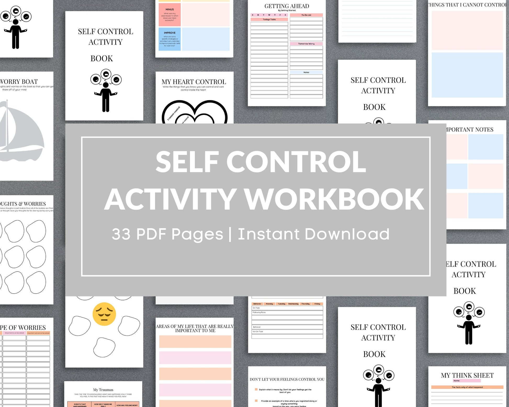 Self-Control Activity Book – Develop Emotional Regulation & Decision-Making Skills | Printable PDF