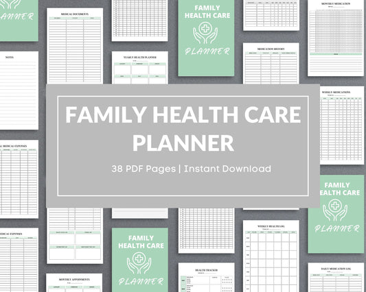 Family Health Care Planner – Track Medical History, Appointments & Health Records | Printable PDF