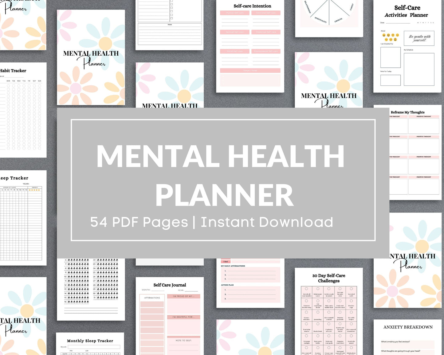 Mental Health Planner – Track Mood, Manage Anxiety & Prioritize Self-Care | Printable PDF