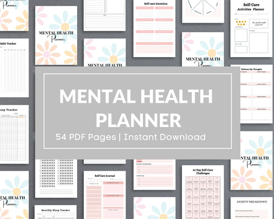 Mental Health Planner – Track Mood, Manage Anxiety & Prioritize Self-Care | Printable PDF