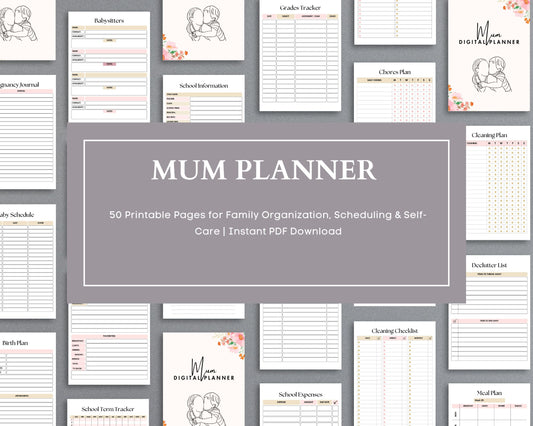 Mum Planner – Organize Family Life, Track Schedules & Simplify Tasks | Printable PDF