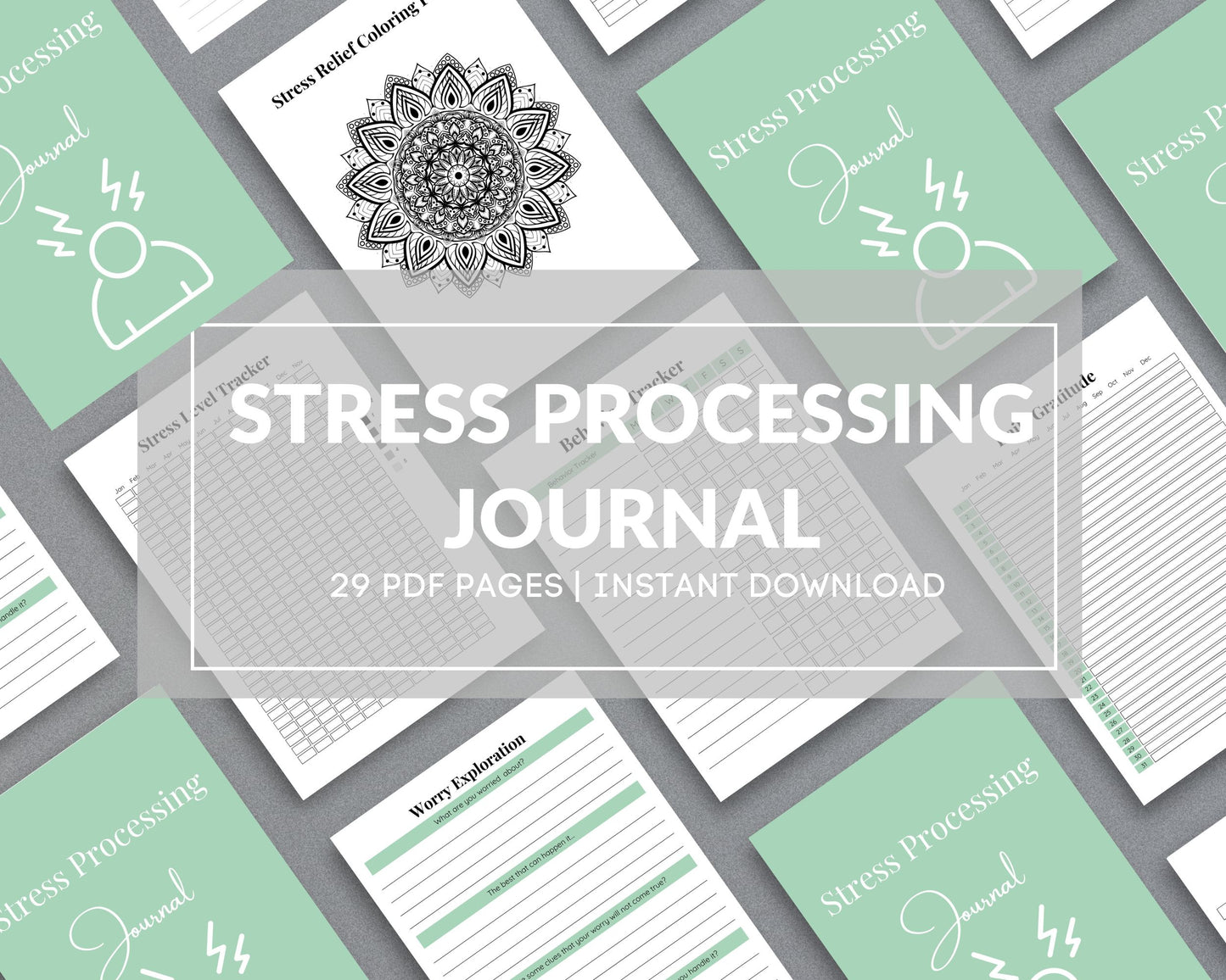 Stress Processing Journal – Reduce Anxiety, Track Stress & Improve Well-Being | Printable PDF