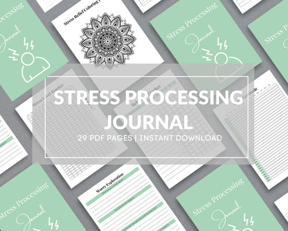 Stress Processing Journal – Reduce Anxiety, Track Stress & Improve Well-Being | Printable PDF