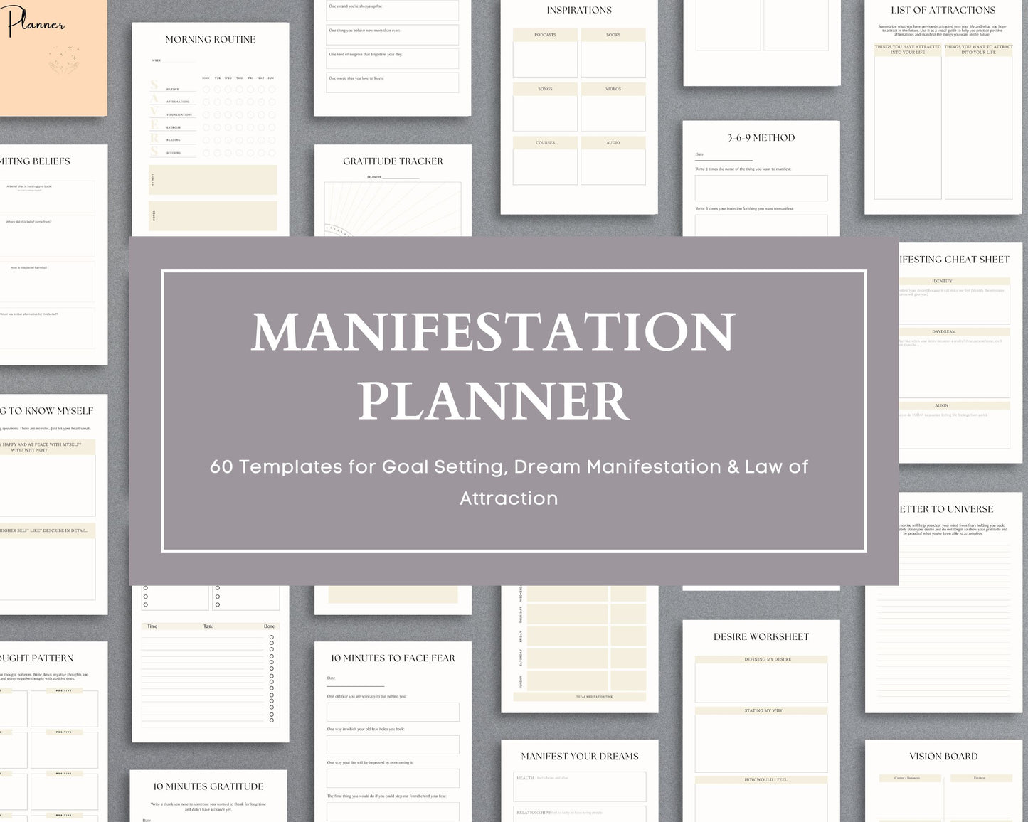 Manifestation Planner – Visualize, Attract & Achieve Your Goals | Printable PDF 