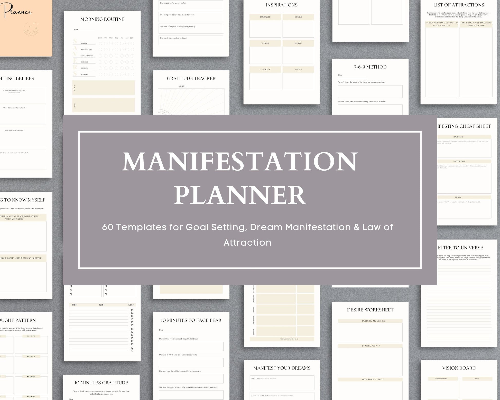 Manifestation Planner – Visualize, Attract & Achieve Your Goals | Printable PDF 