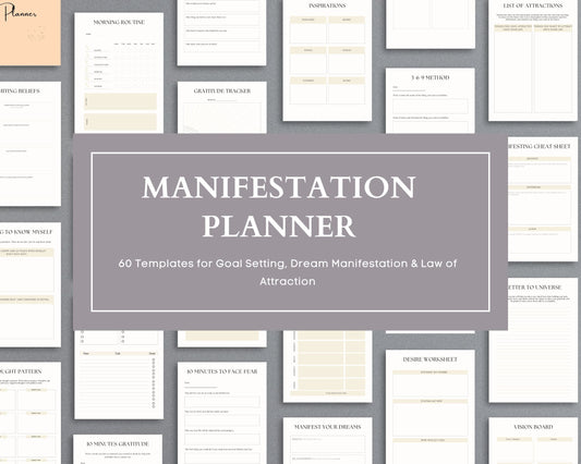 Manifestation Planner – Visualize, Attract & Achieve Your Goals | Printable PDF 
