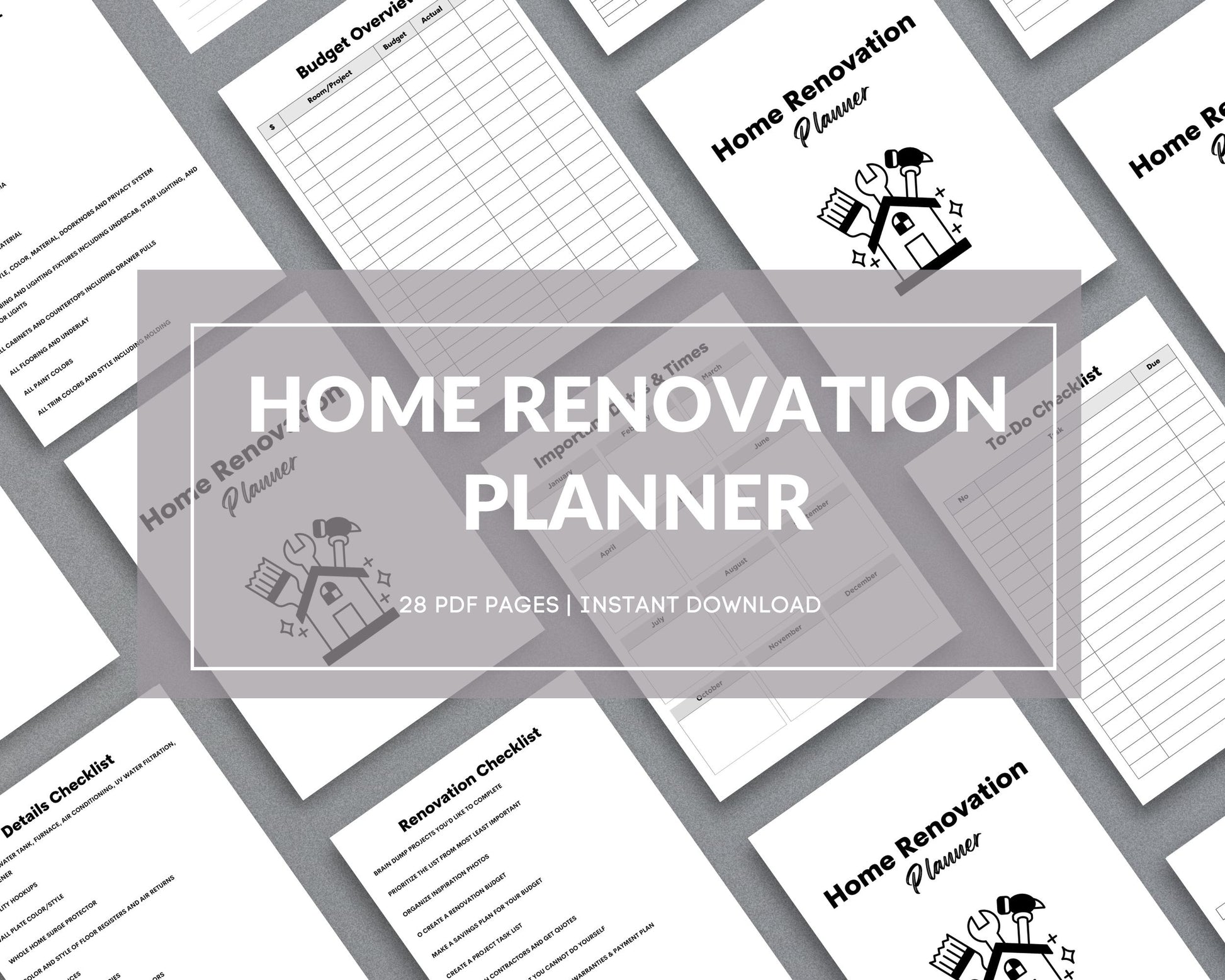 Home Renovation Planner – Budget, Track & Plan Your Remodel | Printable PDF 