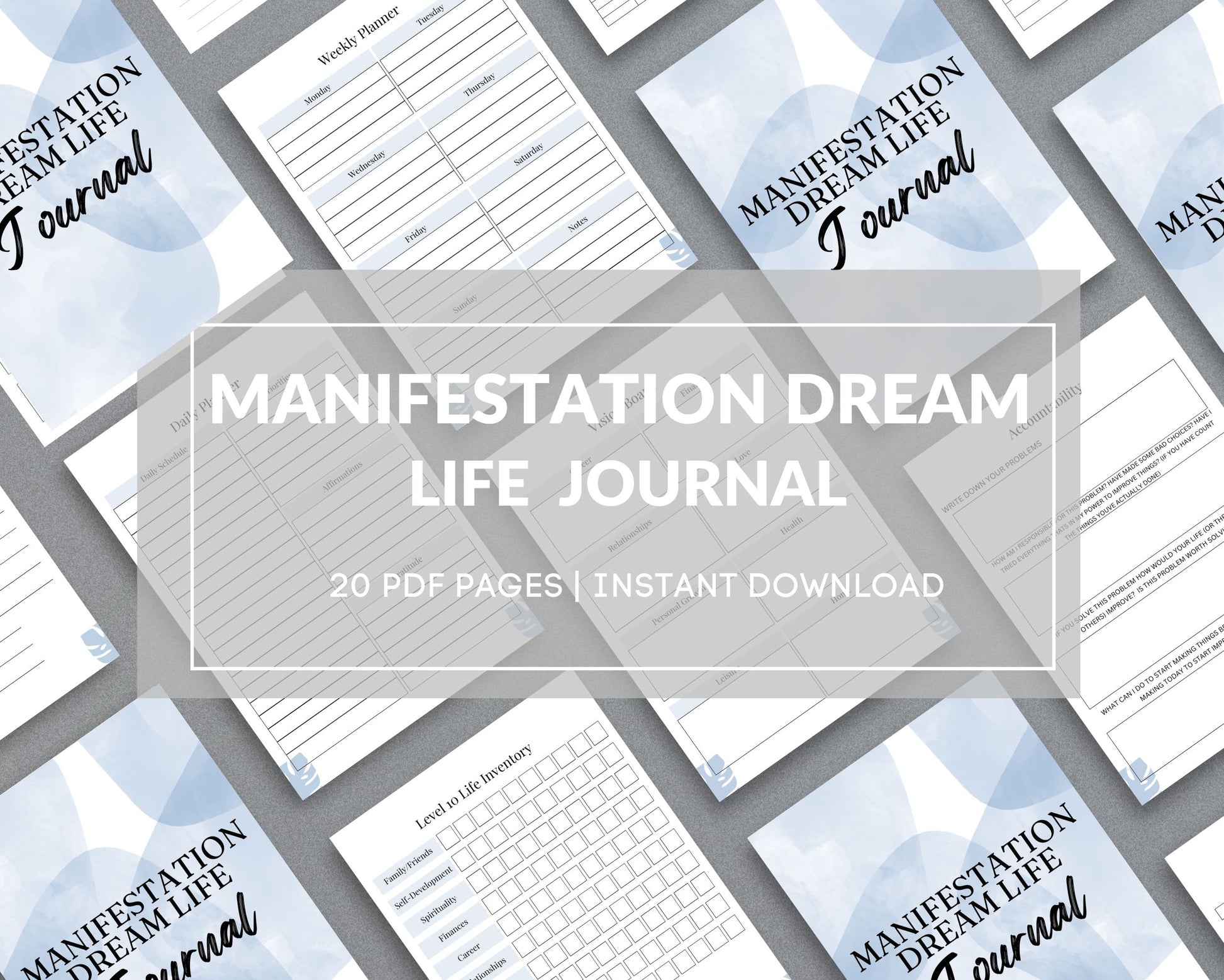 Manifestation Dream Life Journal – Vision Board, Goal-Setting & Affirmations | Printable PDF