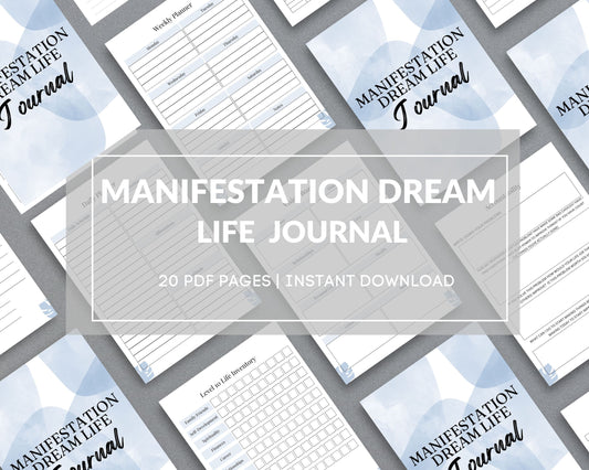 Manifestation Dream Life Journal – Vision Board, Goal-Setting & Affirmations | Printable PDF
