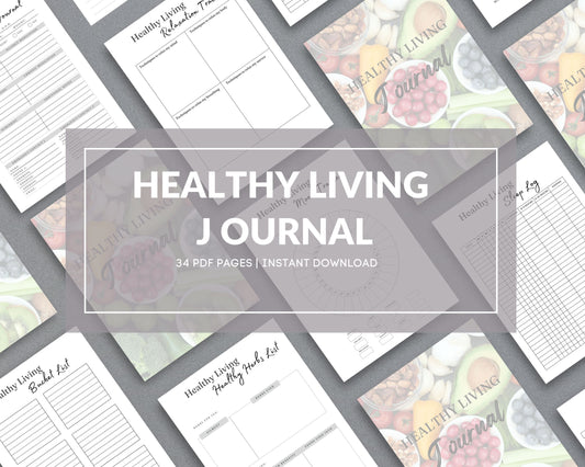 Healthy Living Journal – Track Fitness, Nutrition & Self-Care | Printable PDF 
