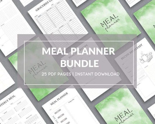 Meal Planner – Organize Weekly Meals, Track Nutrition & Save Time | Printable PDF 