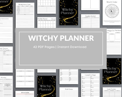 Witchy Planner – Track Rituals, Moon Phases & Tarot Readings | Printable PDF