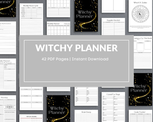Witchy Planner – Track Rituals, Moon Phases & Tarot Readings | Printable PDF
