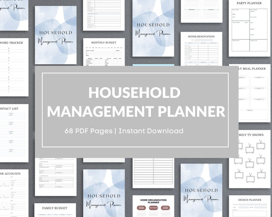 Household Management Planner – Organize Finances, Chores & Home Maintenance | Printable PDF