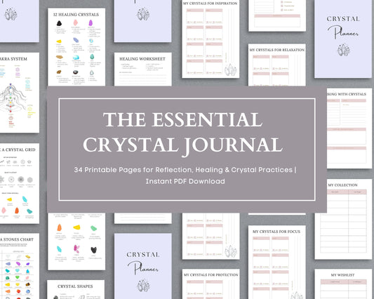 Crystal Journal – Track, Cleanse & Work with Healing Crystals | Printable PDF 