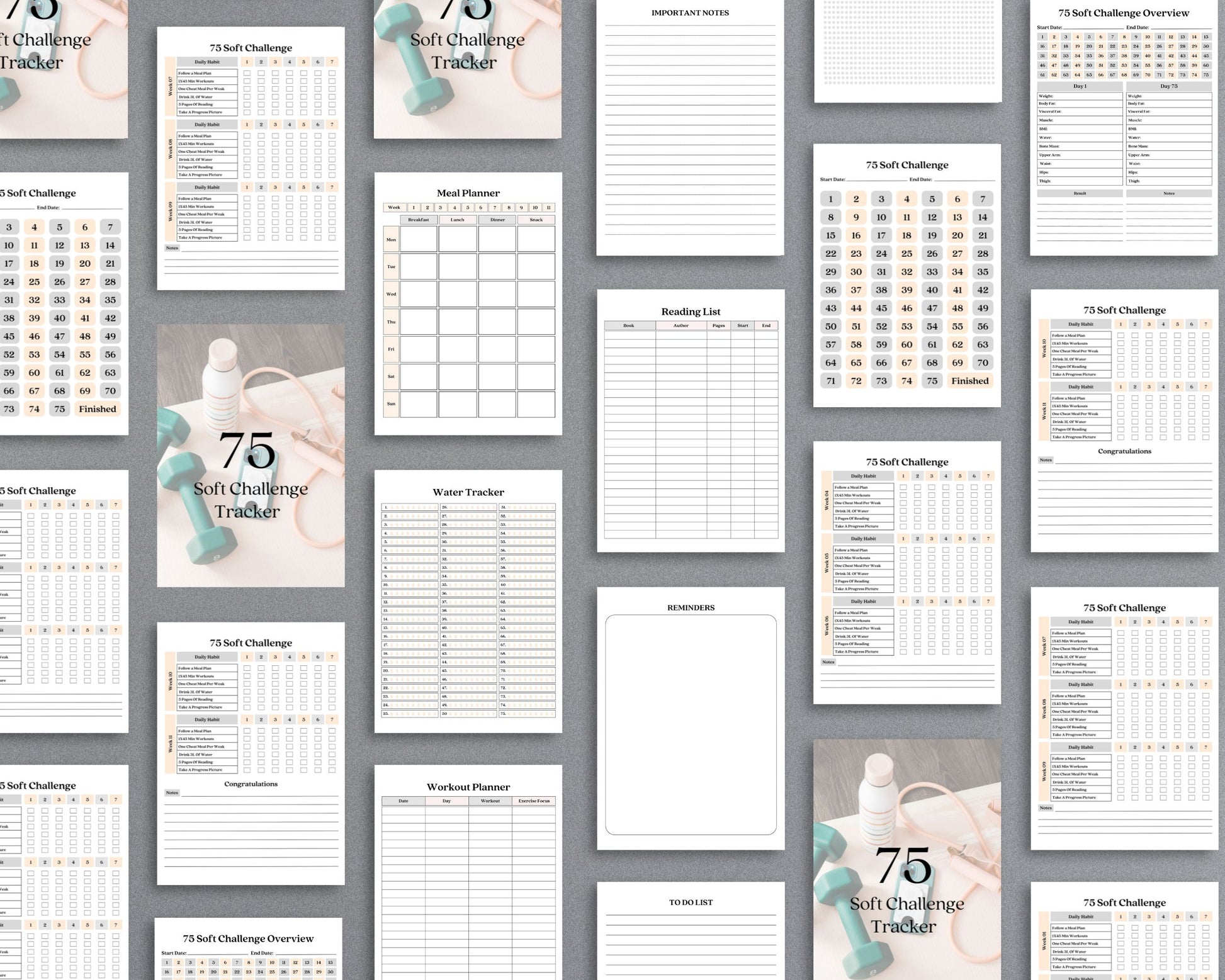75 Soft Challenge Tracker – Printable Fitness & Wellness Planner | Instant PDF Download