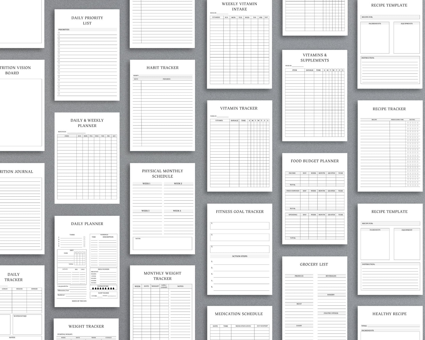 Nutrition Planner – Track Meals, Set Health Goals & Improve Wellness | Printable PDF