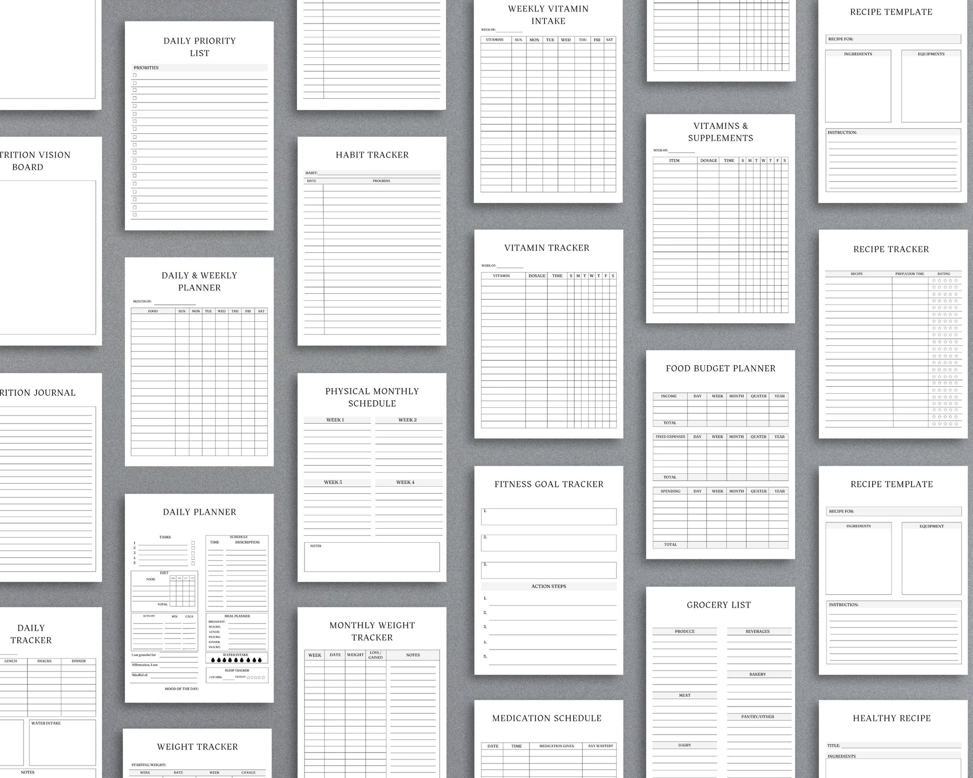 Nutrition Planner – Track Meals, Set Health Goals & Improve Wellness | Printable PDF